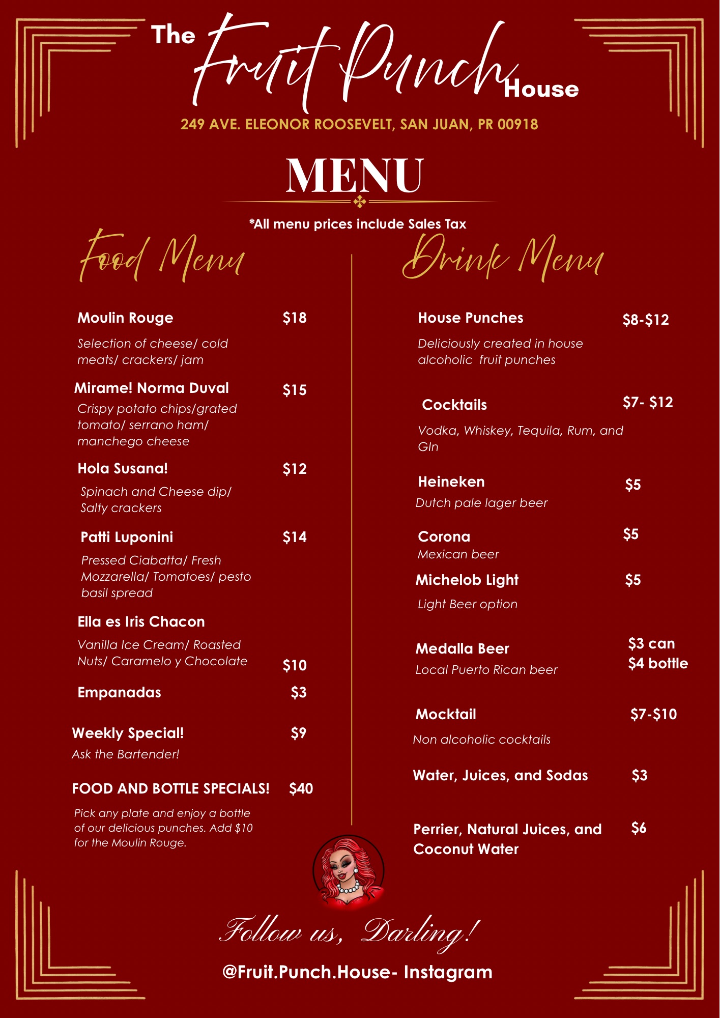 The Fruit Punch House food and drink menu