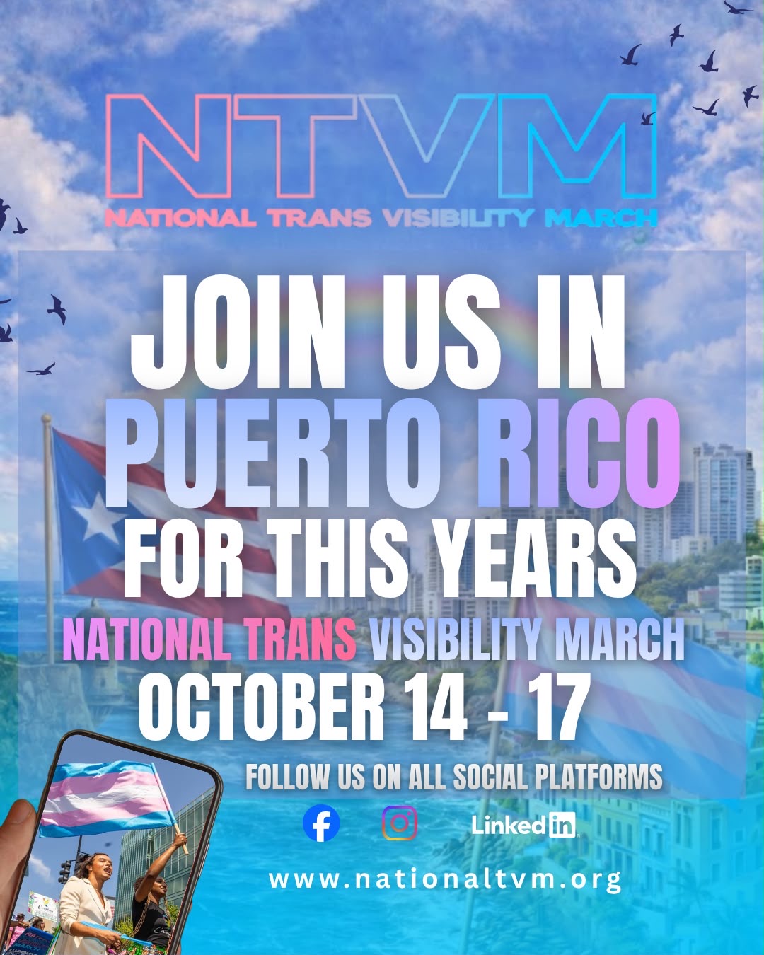 National Trans Visibility March, join us in Puerto Rico, October 14-17, 2026